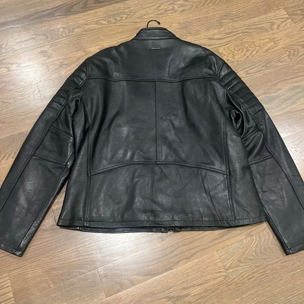 NWT William Rast Real Genuine Leather bomber jacket Black Biker XL Trace Ayala - Picture 6 of 9